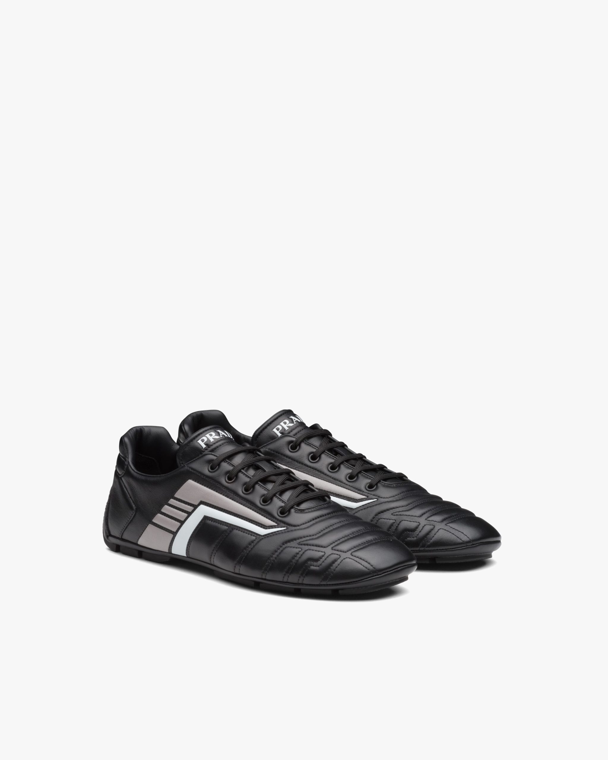 Black/gray Prada Rev leather sneakers