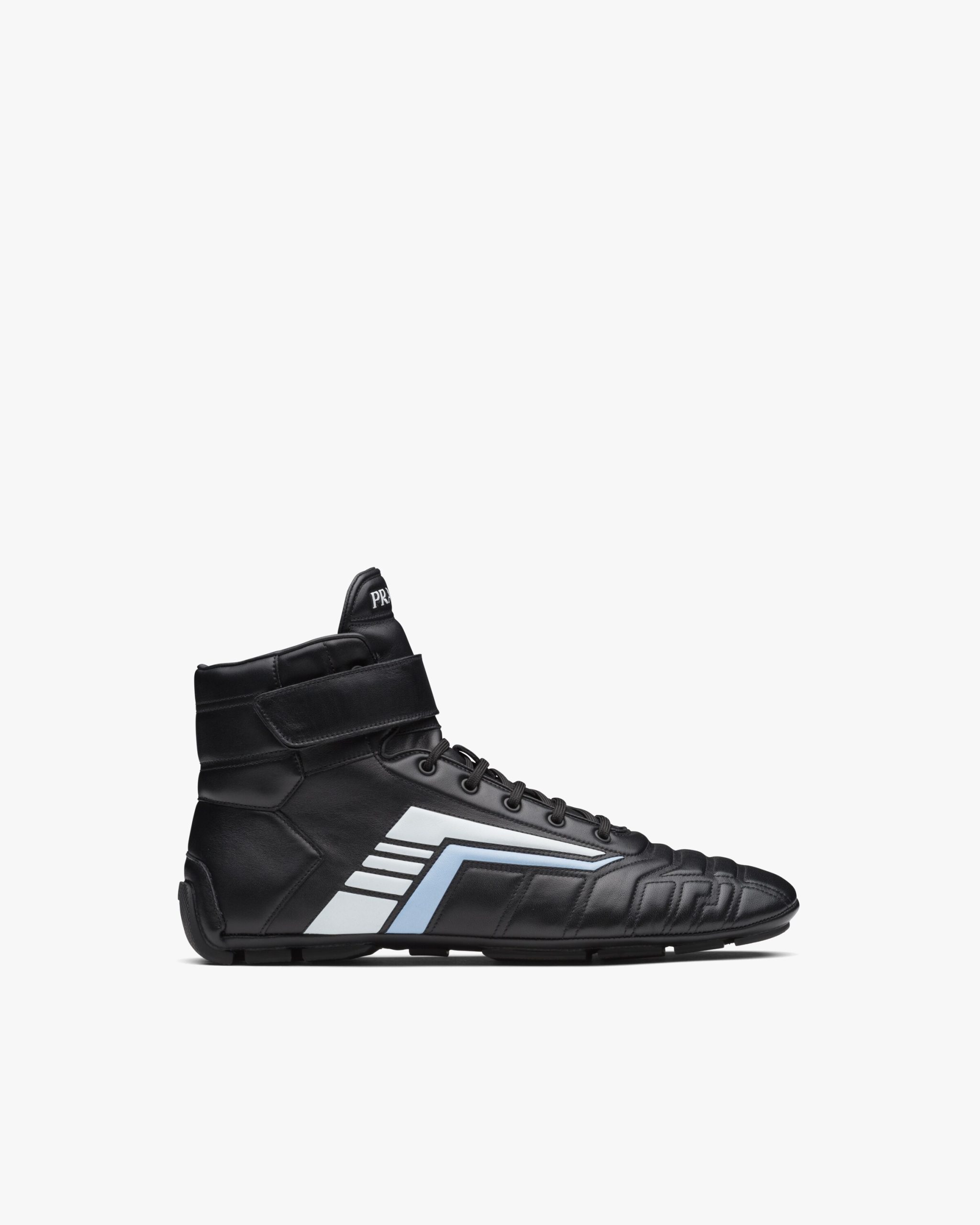 Black/light Blue Prada Rev leather high-top sneakers - Image 2