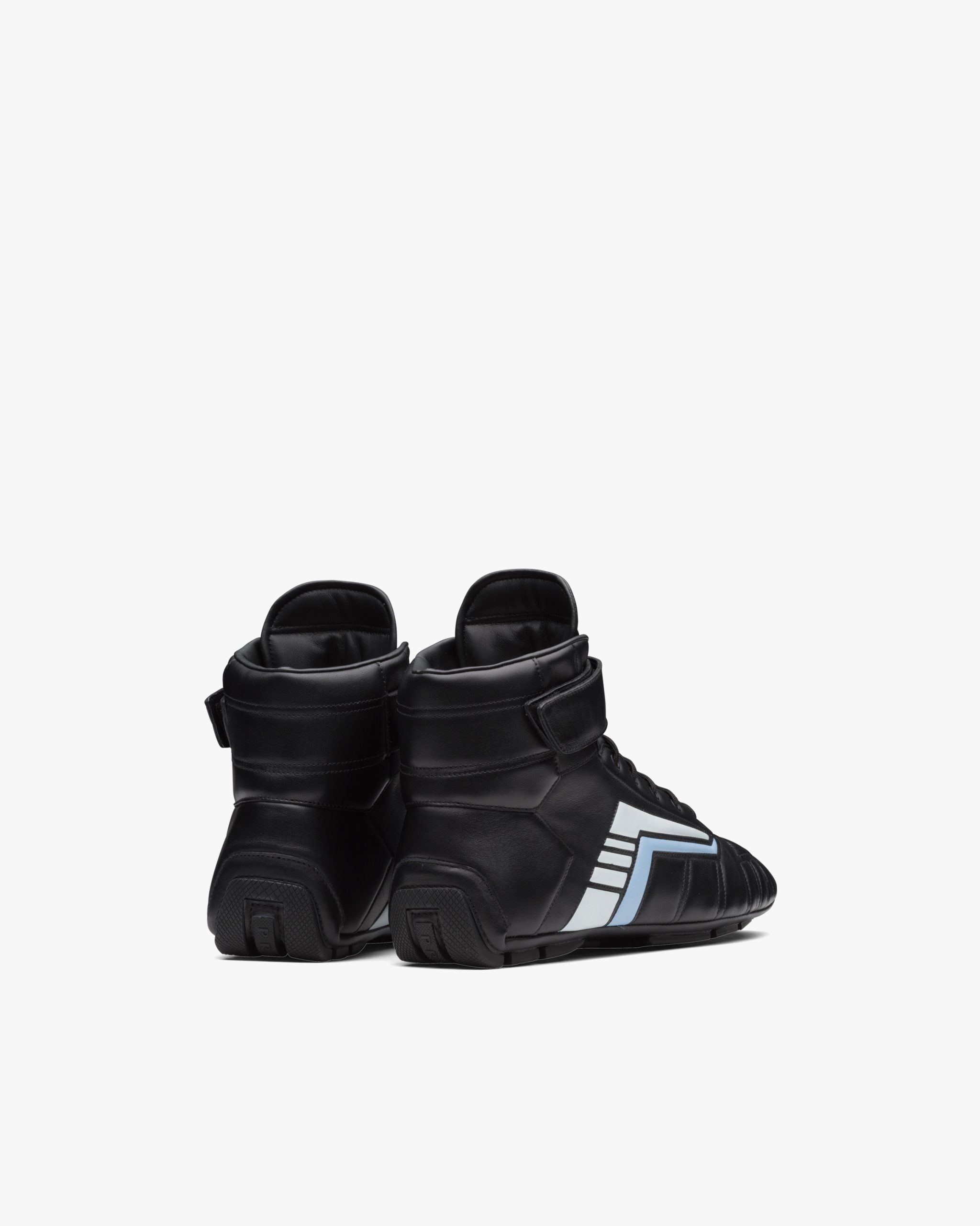 Black/light Blue Prada Rev leather high-top sneakers - Image 3