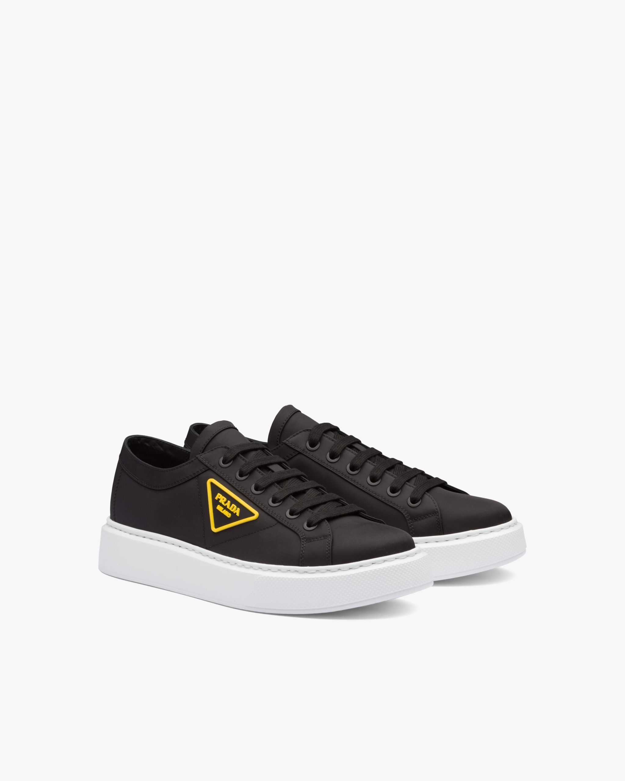 Black/yellow Nylon gabardine sneakers