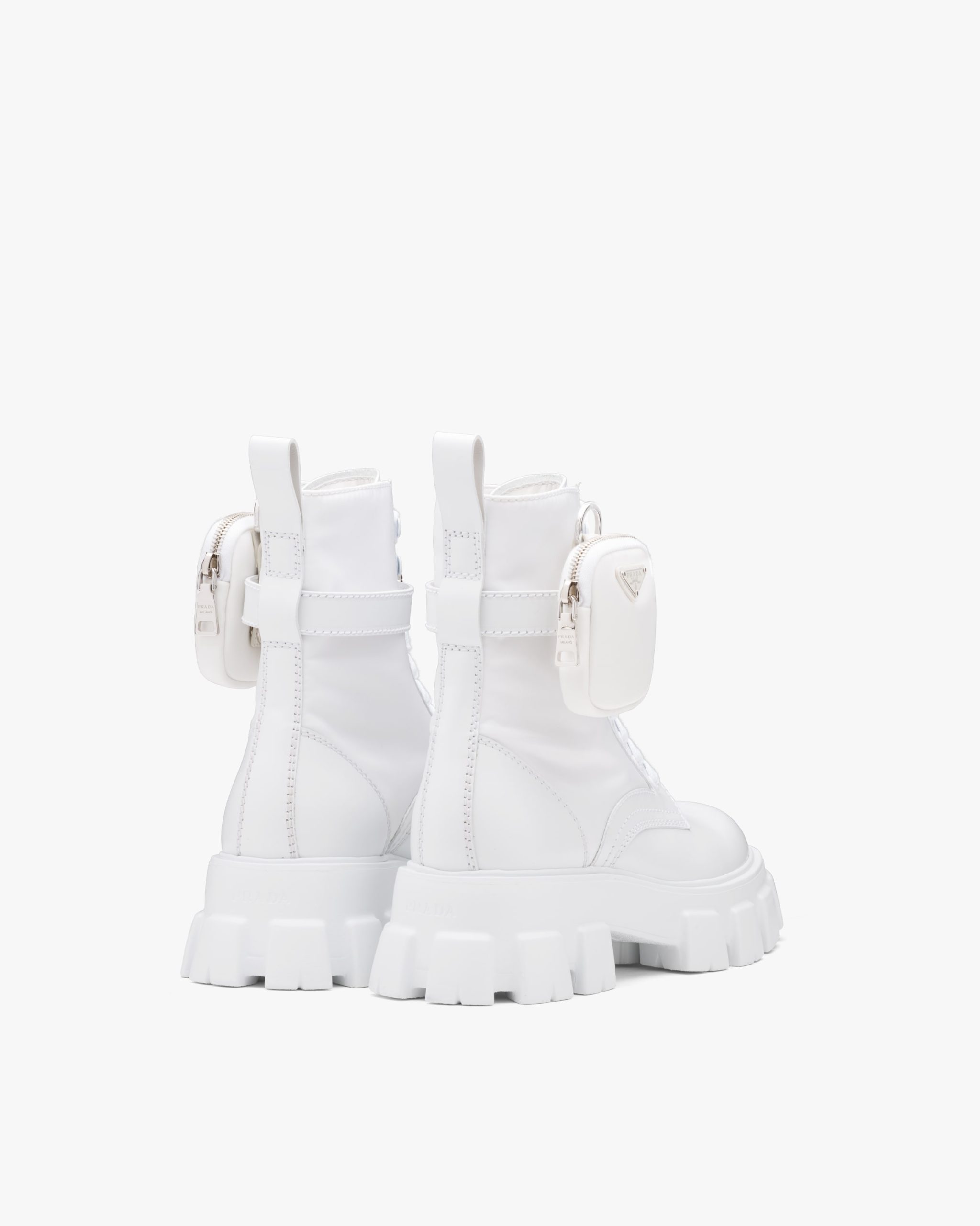White Monolith brushed leather and nylon combat boots - Image 3
