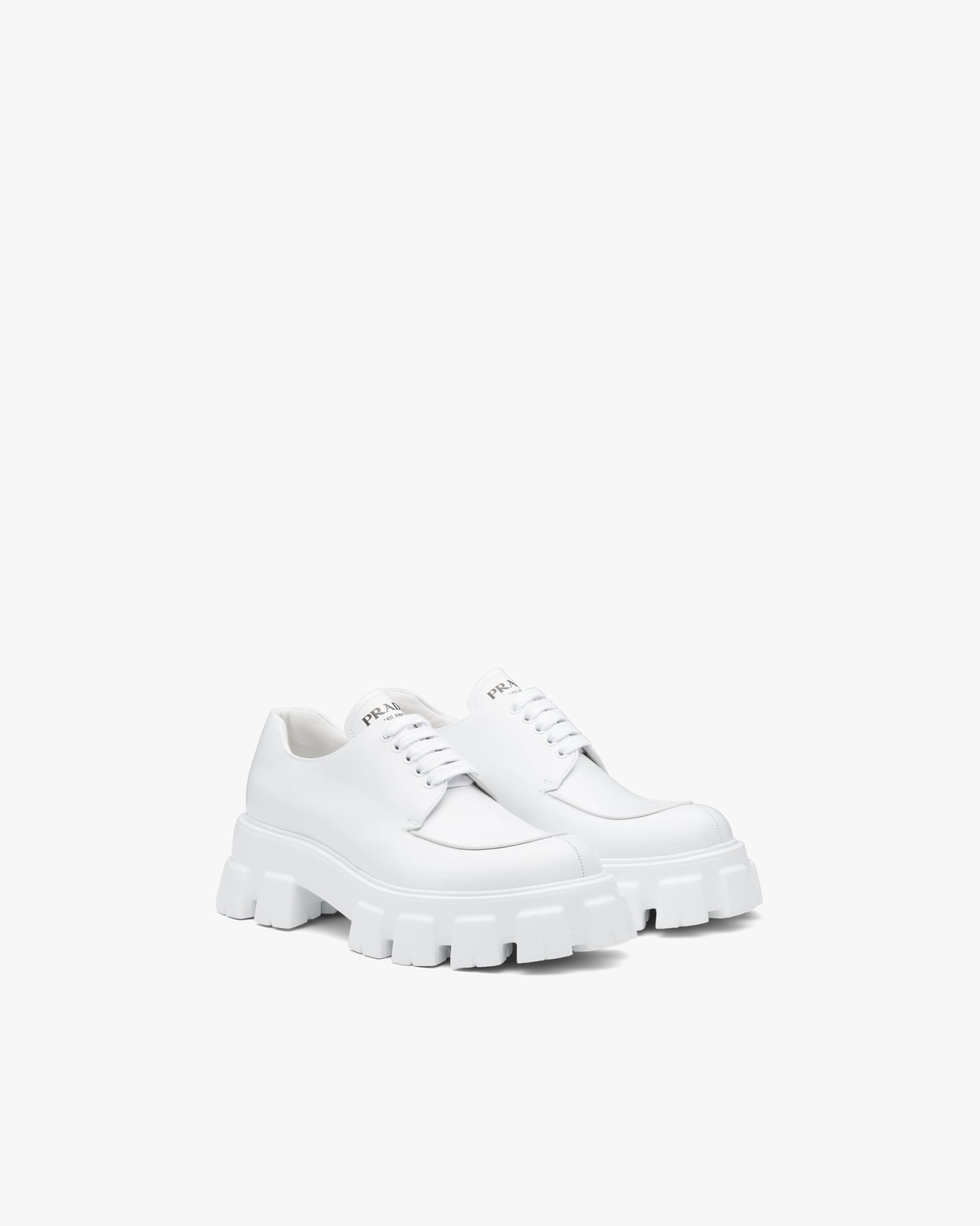 White Monolith brushed leather lace-up shoes