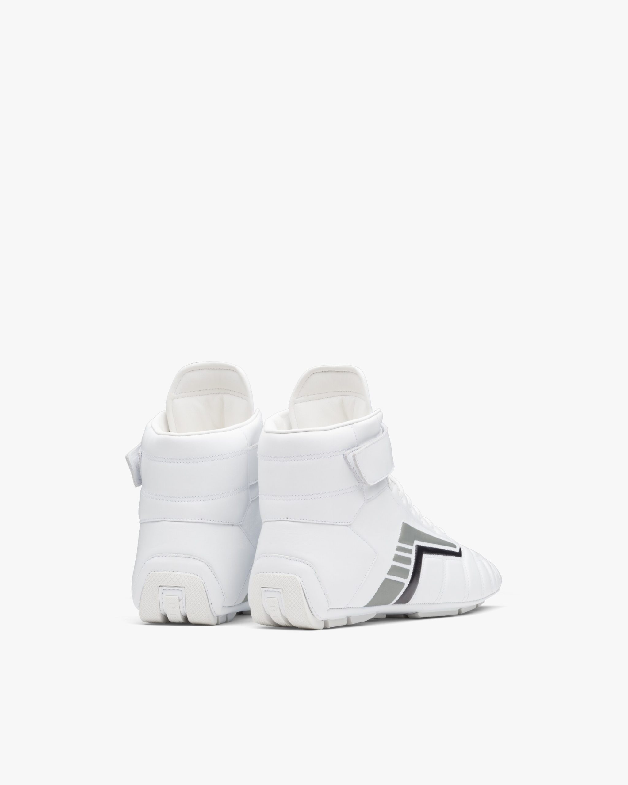 White/gray Prada Rev leather high-top sneakers - Image 3