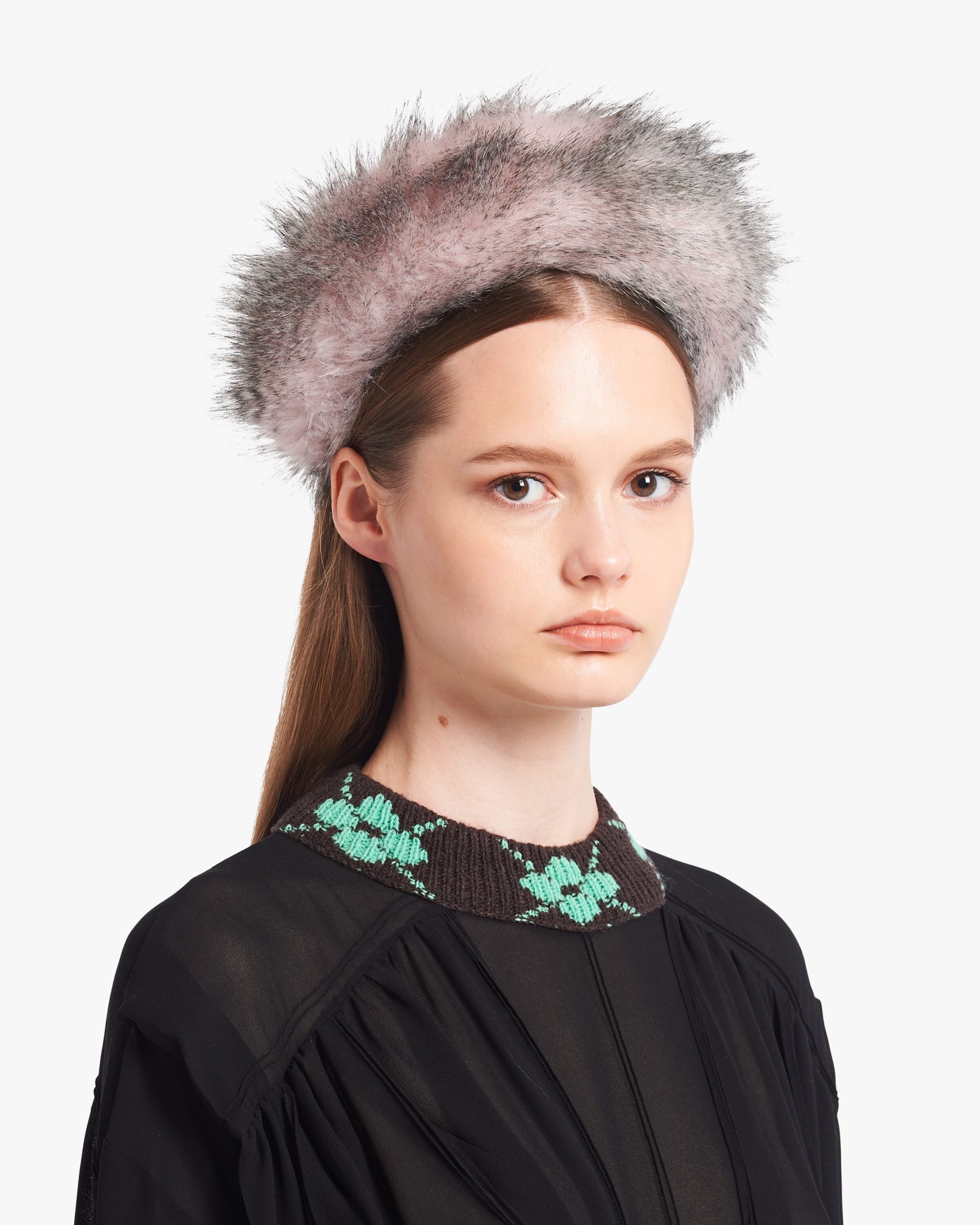 Alabaster Pink Faux fur fabric headband - Image 2