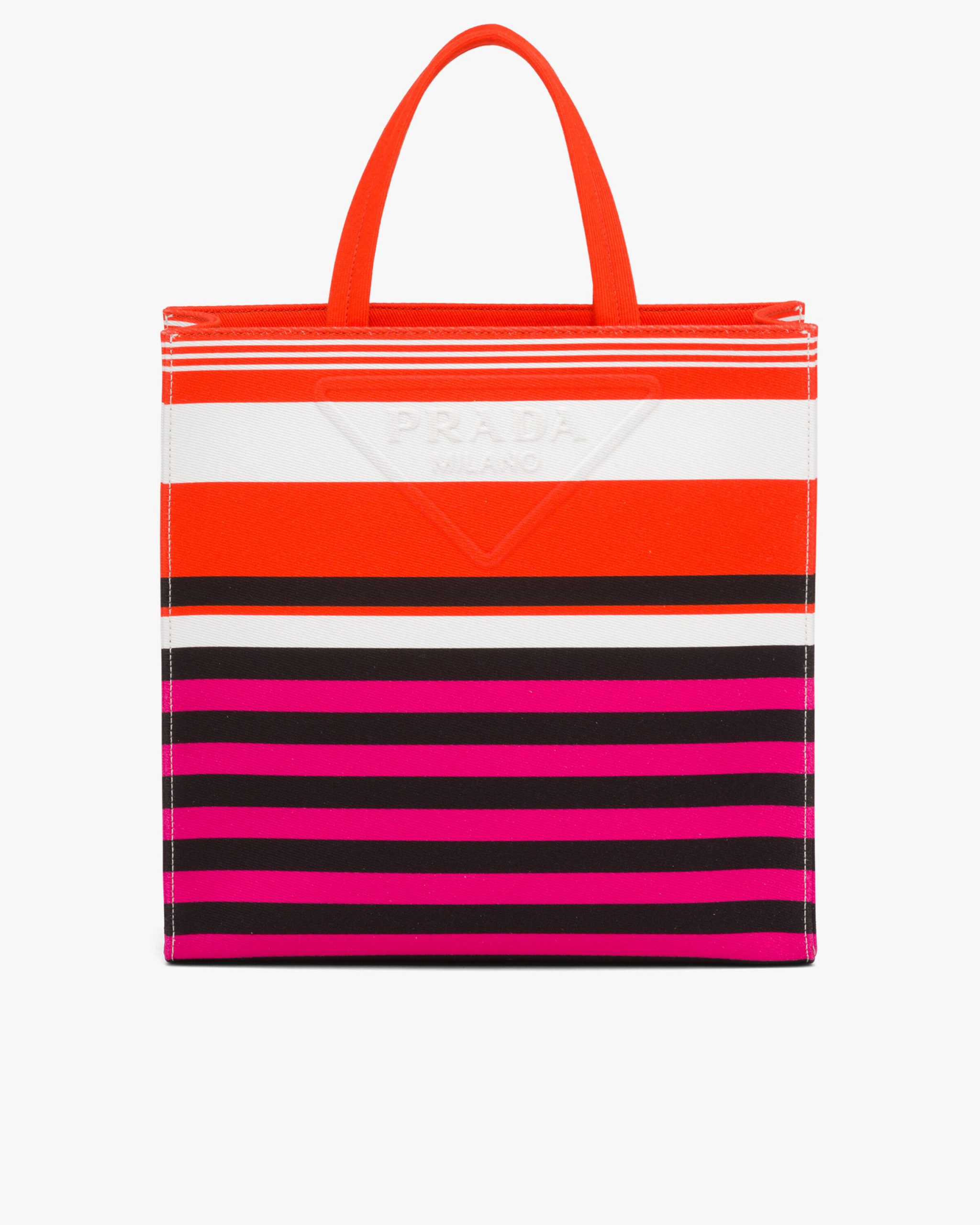 Orange/fuchsia Medium striped drill tote bag