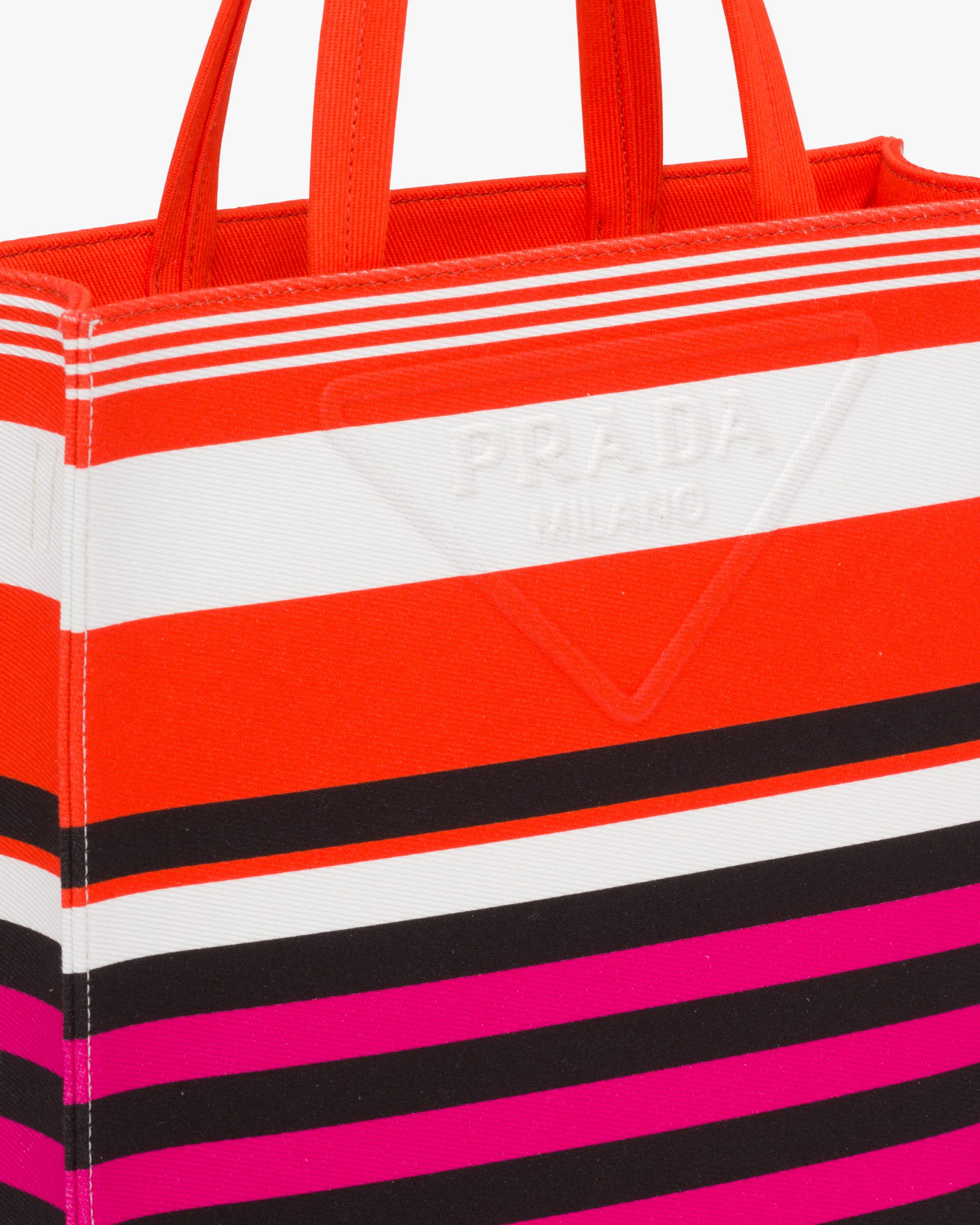 Orange/fuchsia Medium striped drill tote bag - Image 2