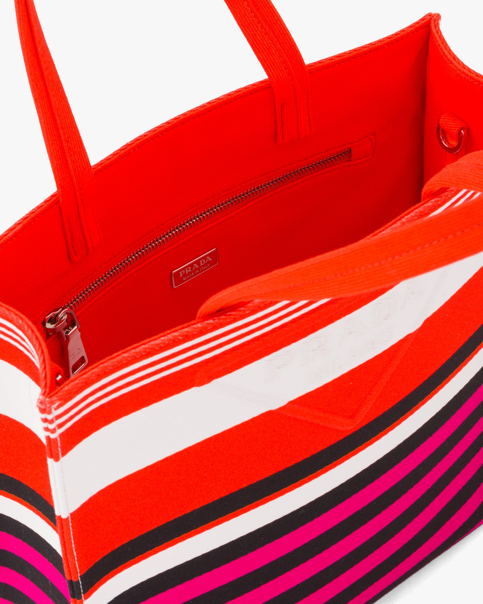 Orange/fuchsia Medium striped drill tote bag - Image 5