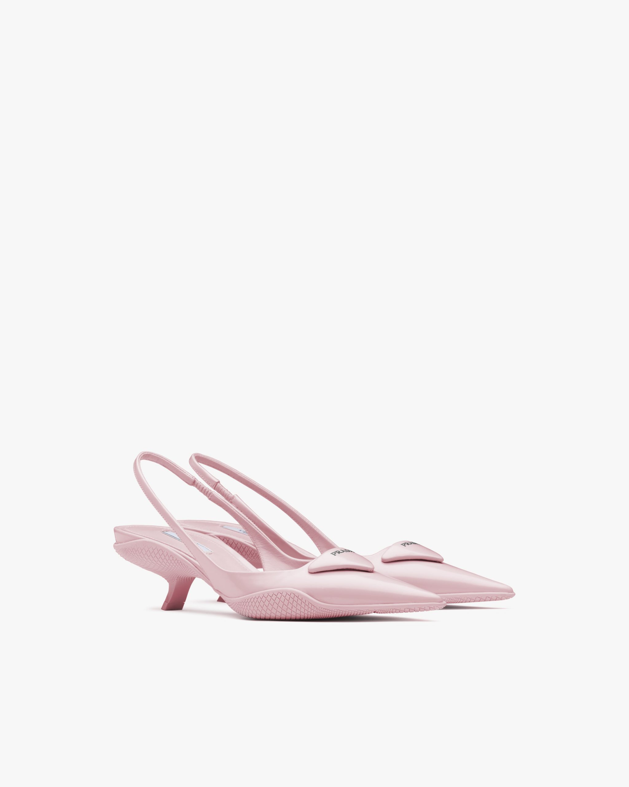Alabaster Pink Brushed leather slingback pumps