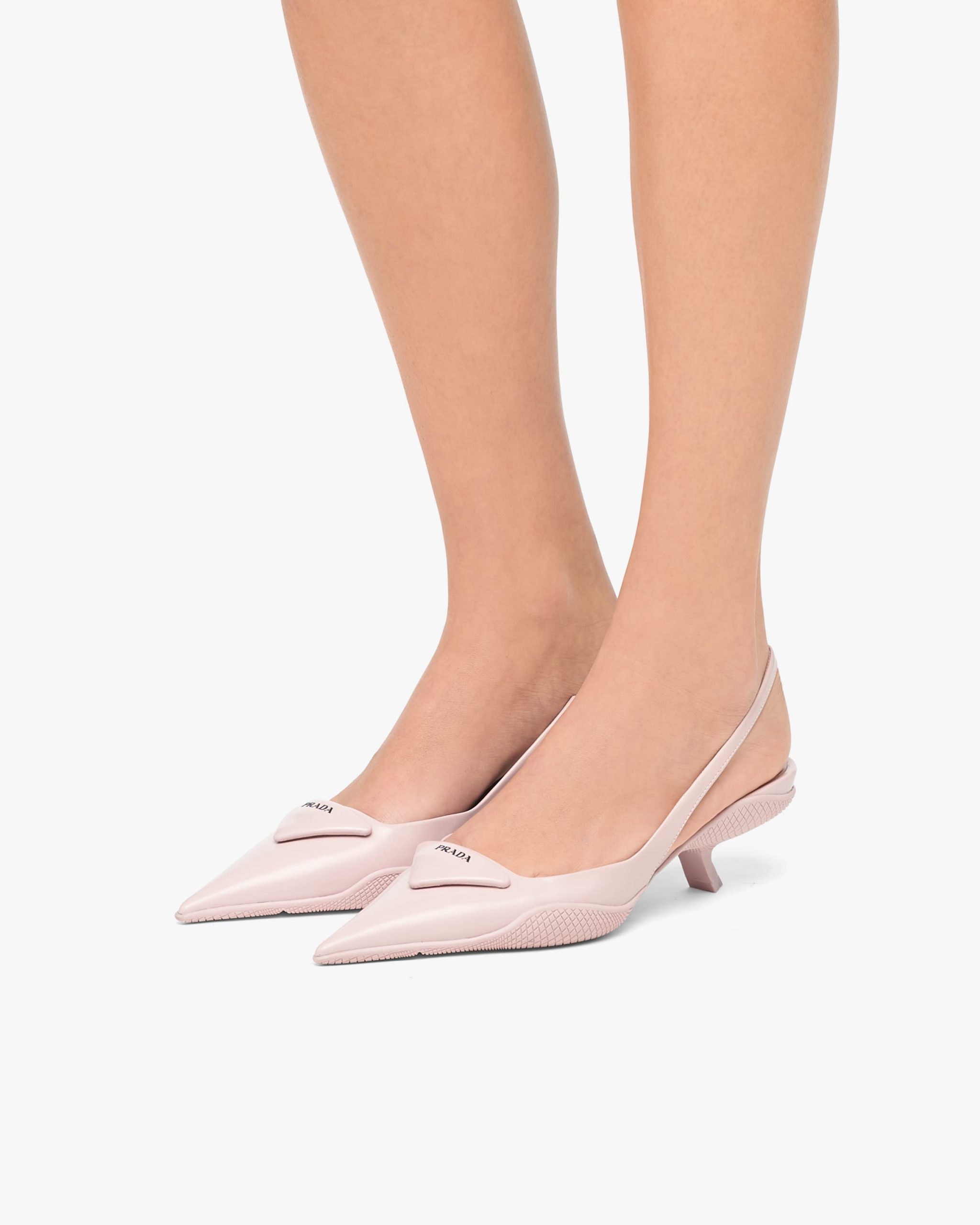 Alabaster Pink Brushed leather slingback pumps - Image 5