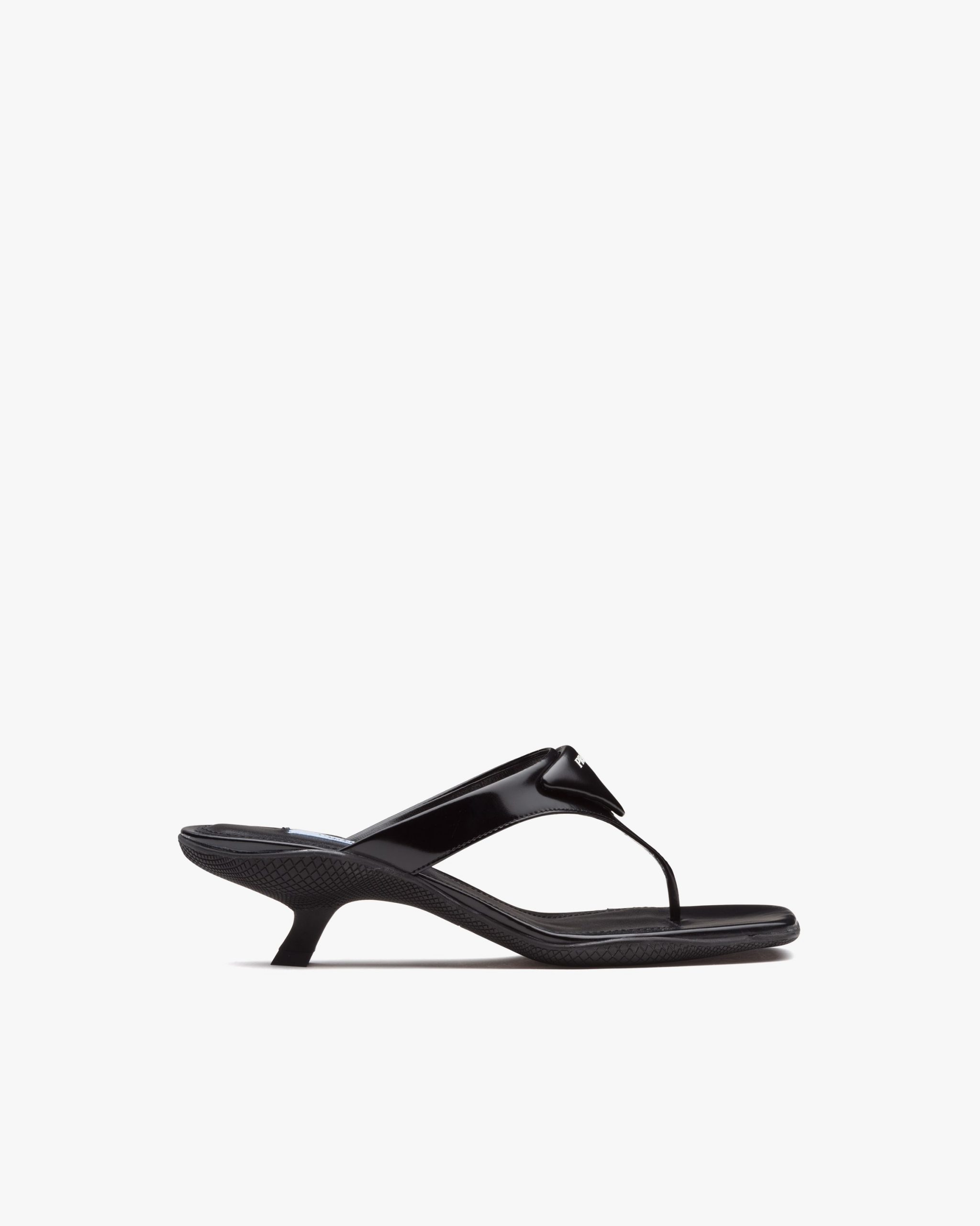 Black Brushed leather high-heeled thong sandals - Image 2