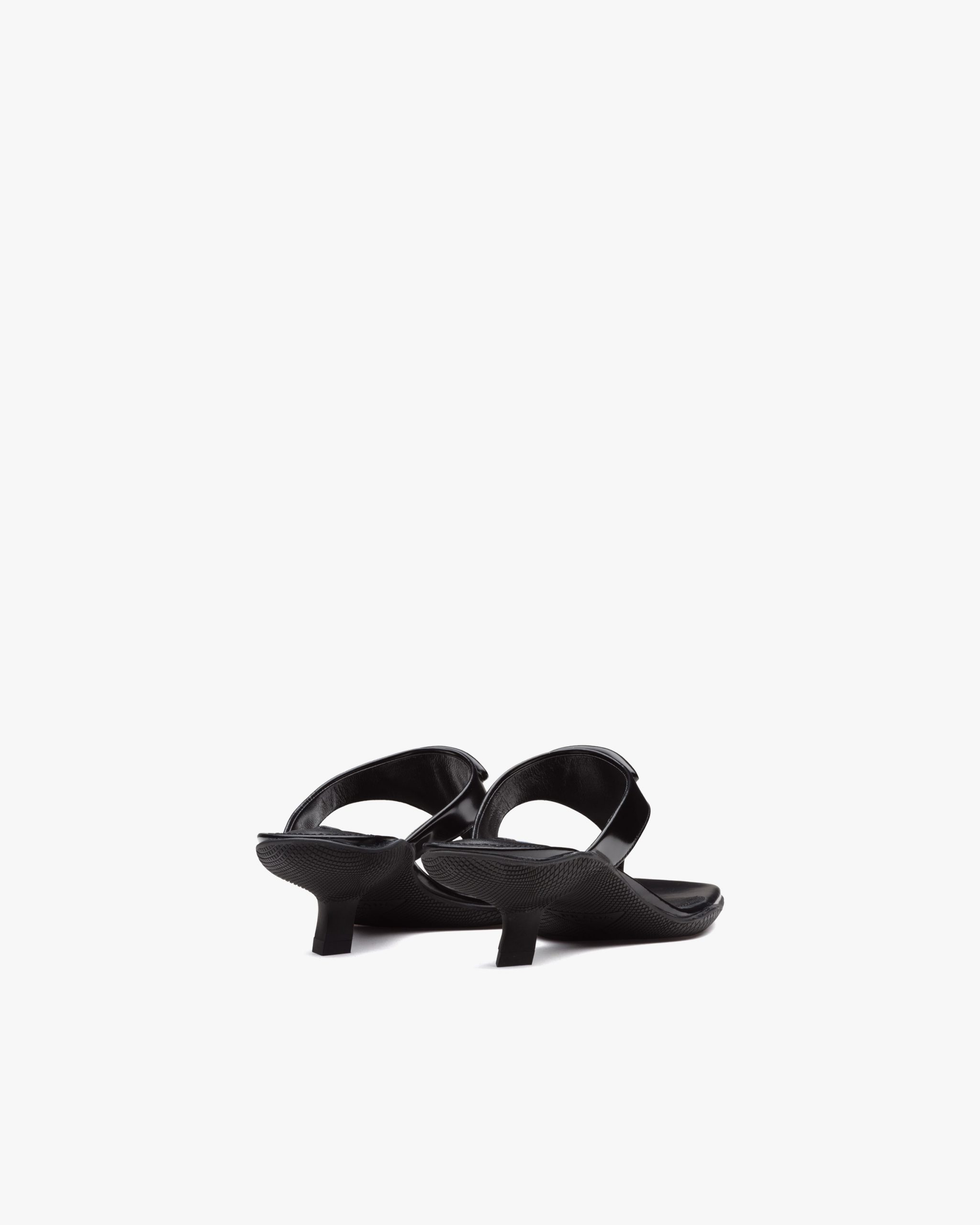 Black Brushed leather high-heeled thong sandals - Image 3