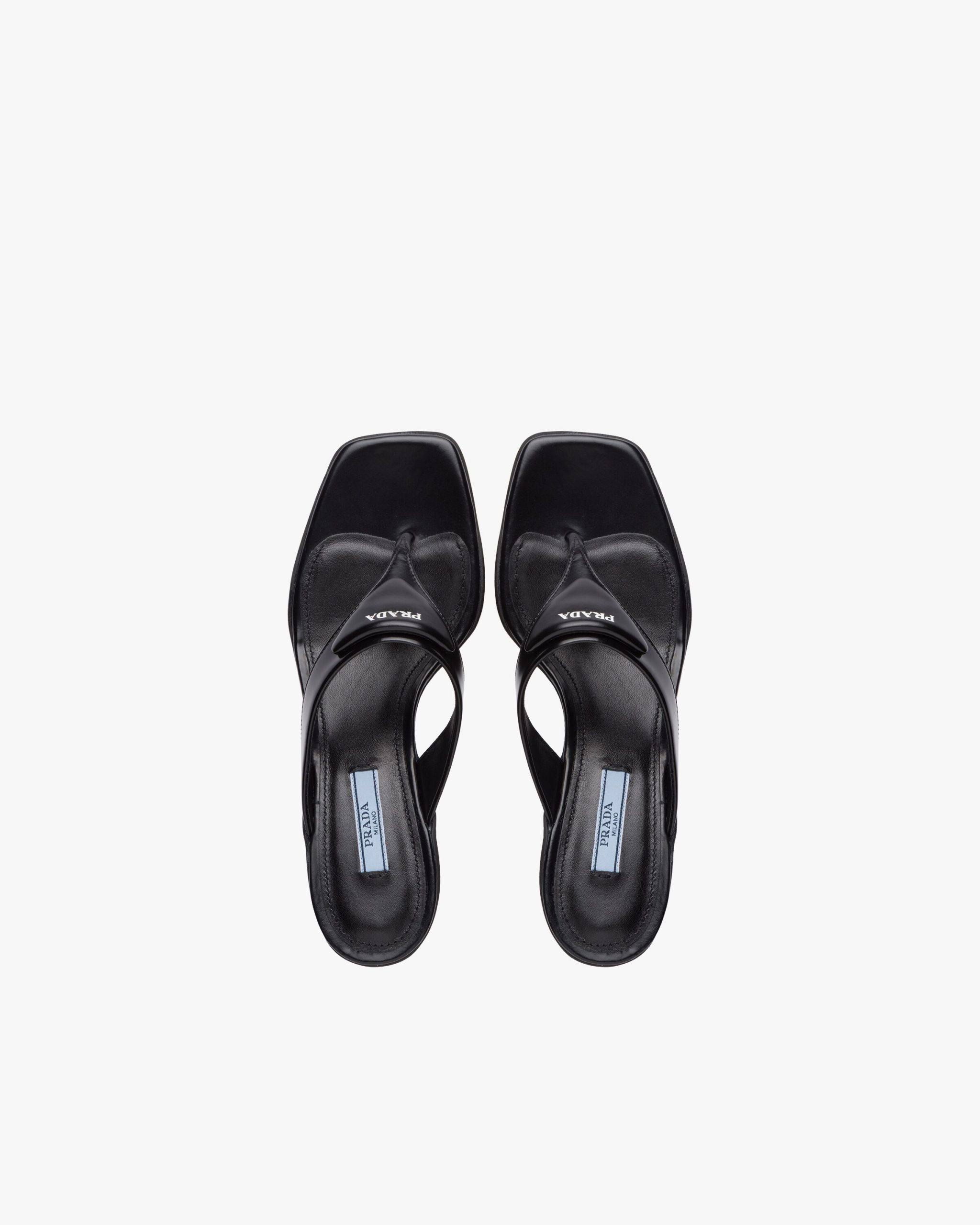 Black Brushed leather high-heeled thong sandals - Image 4