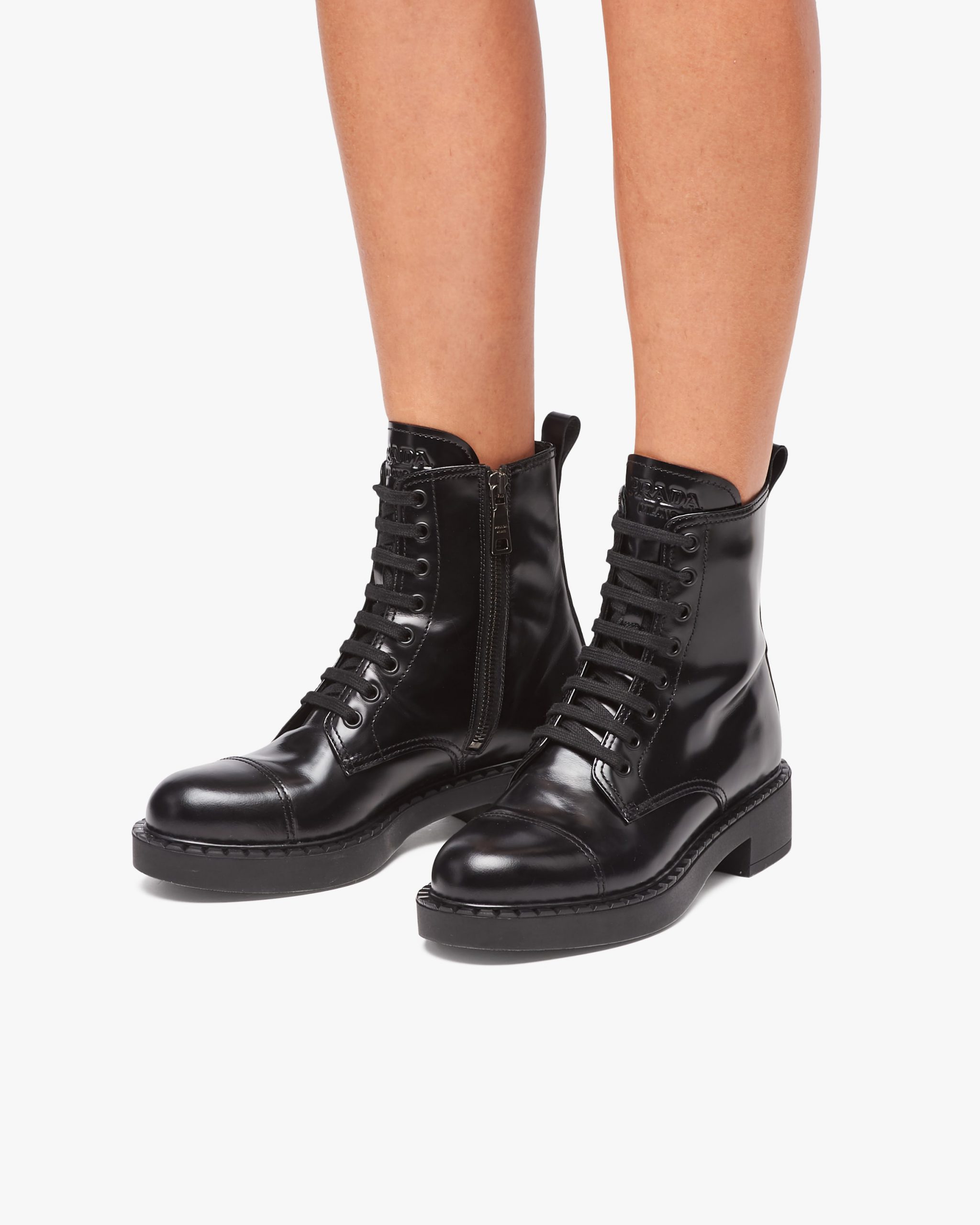 Black Brushed leather laced booties - Image 5