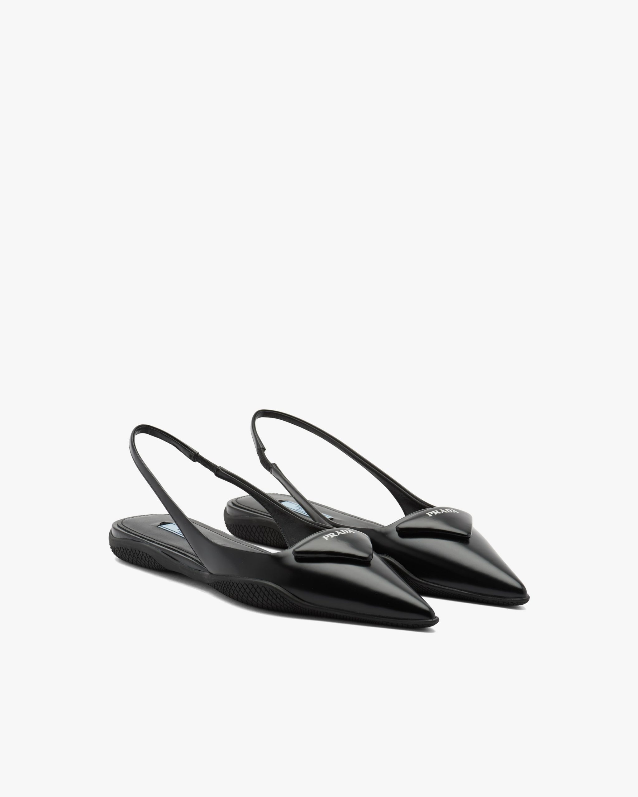 Black Brushed leather slingback ballerinas