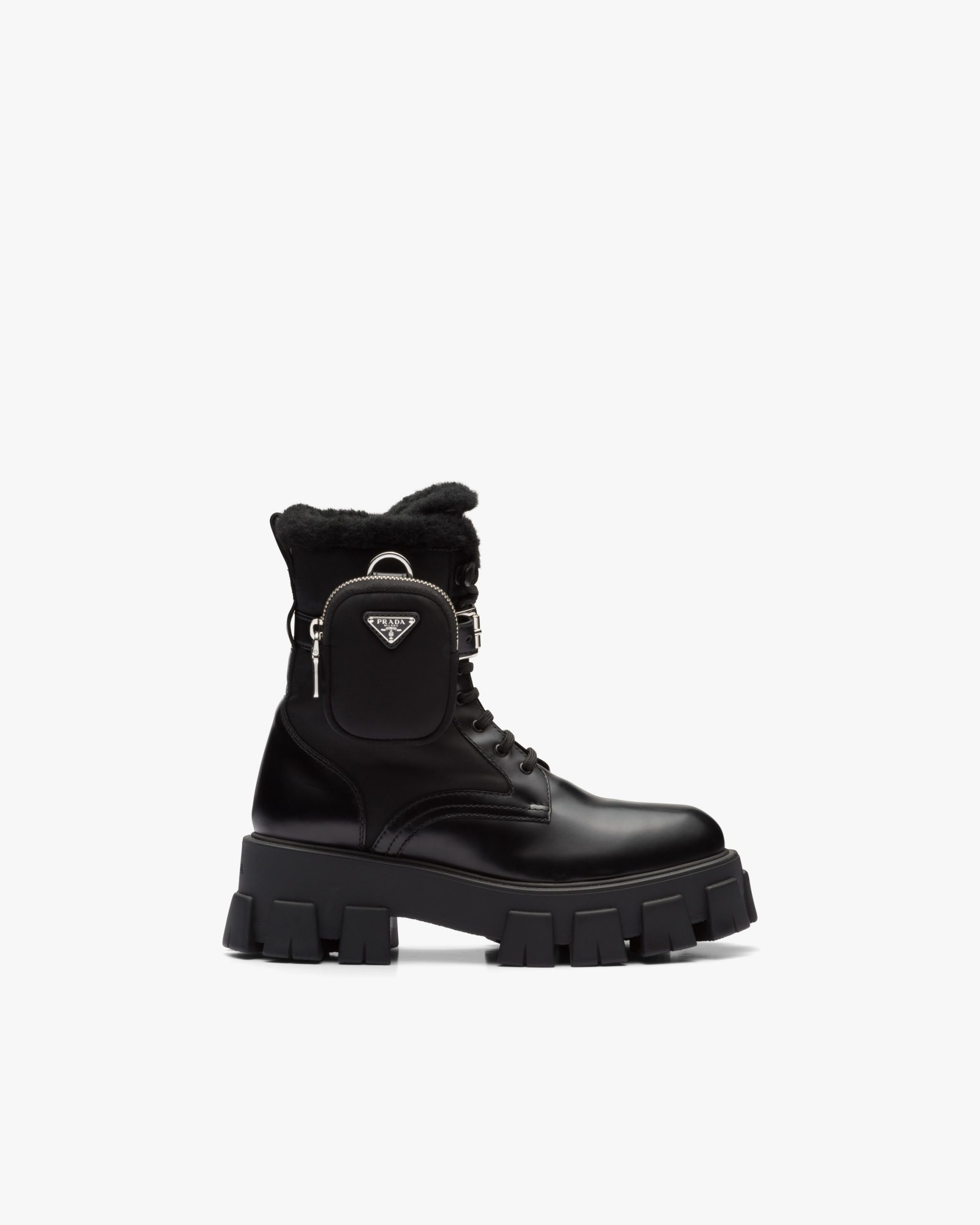 Black Monolith leather and nylon biker boots - Image 2