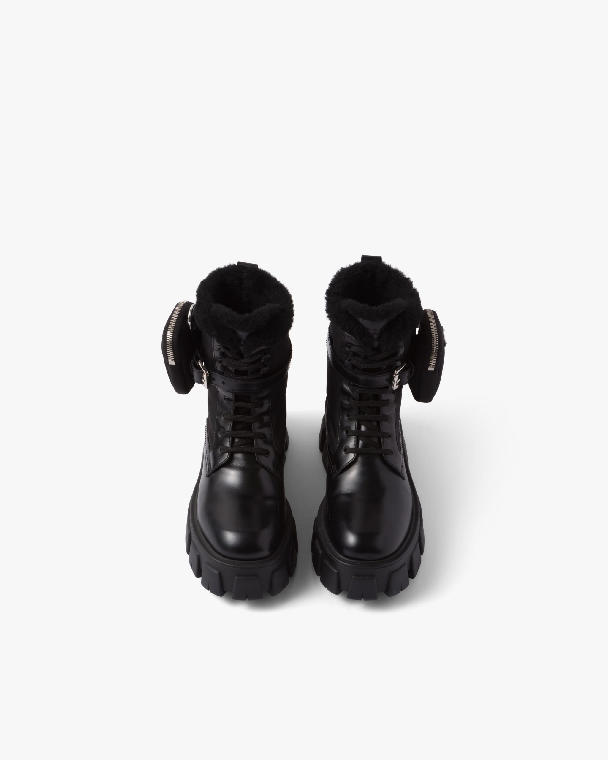 Black Monolith leather and nylon biker boots - Image 4