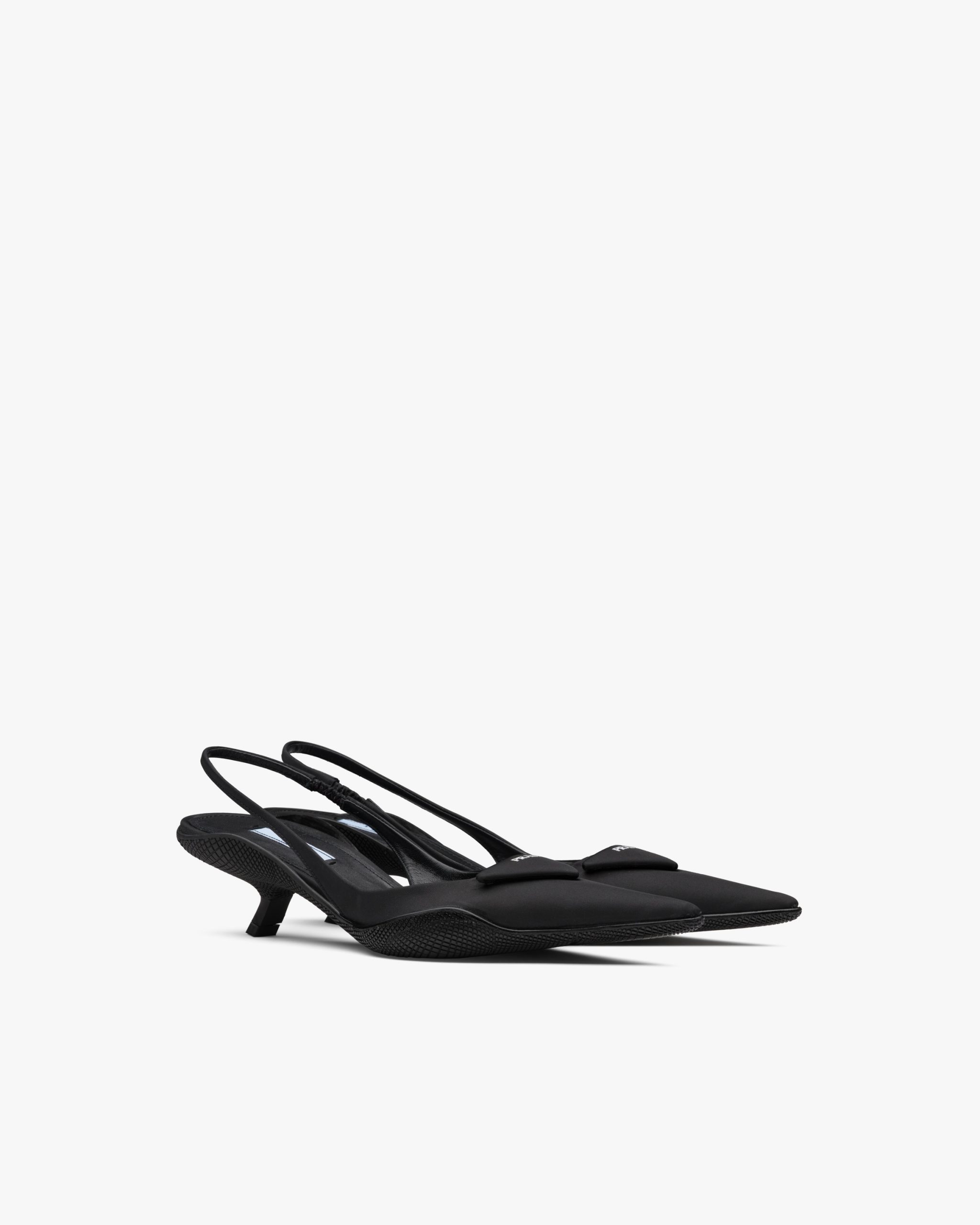 Black Nylon gabardine slingback pumps
