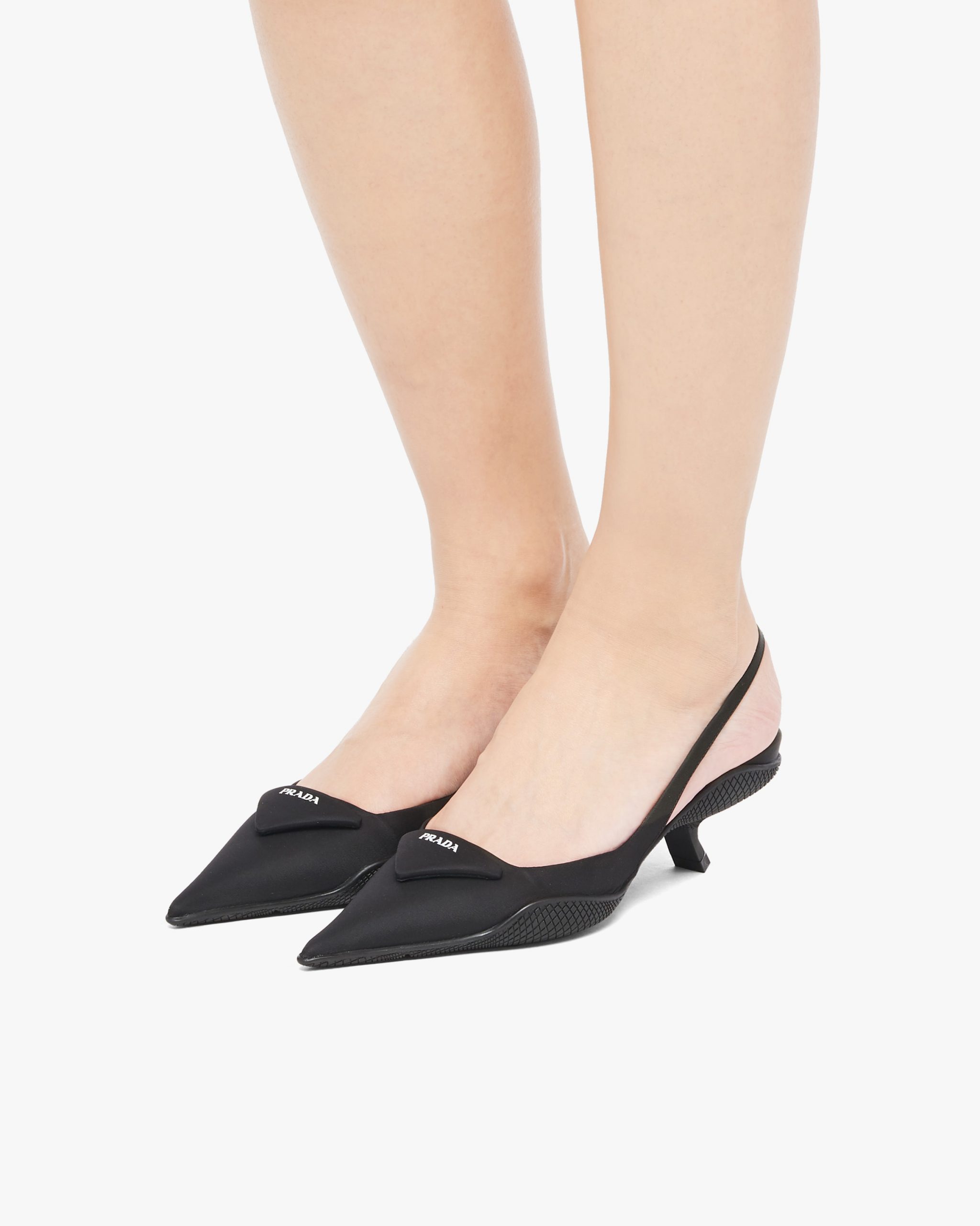 Black Nylon gabardine slingback pumps - Image 5