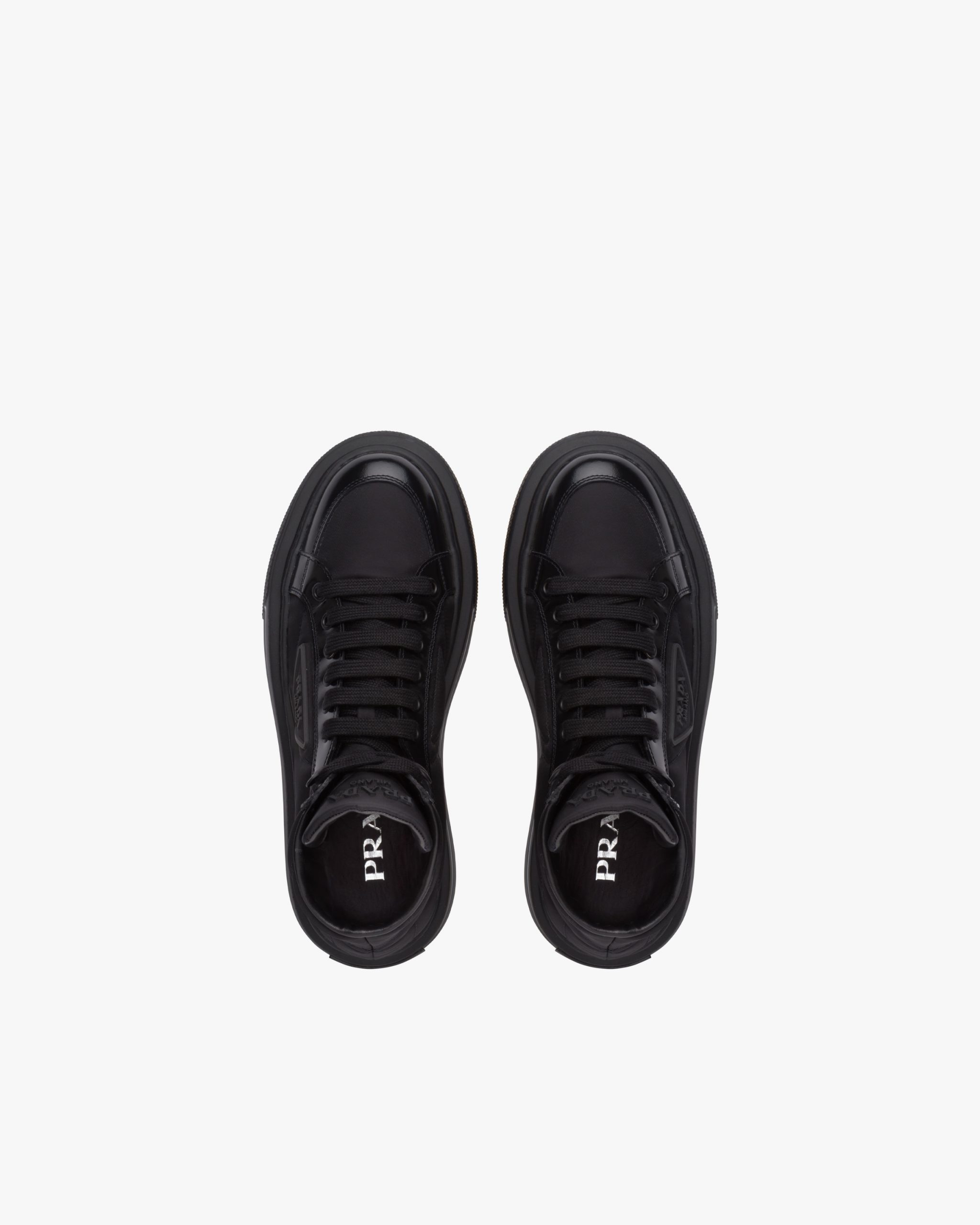 Black Prada Macro Re-Nylon and brushed leather high-top sneakers - Image 4