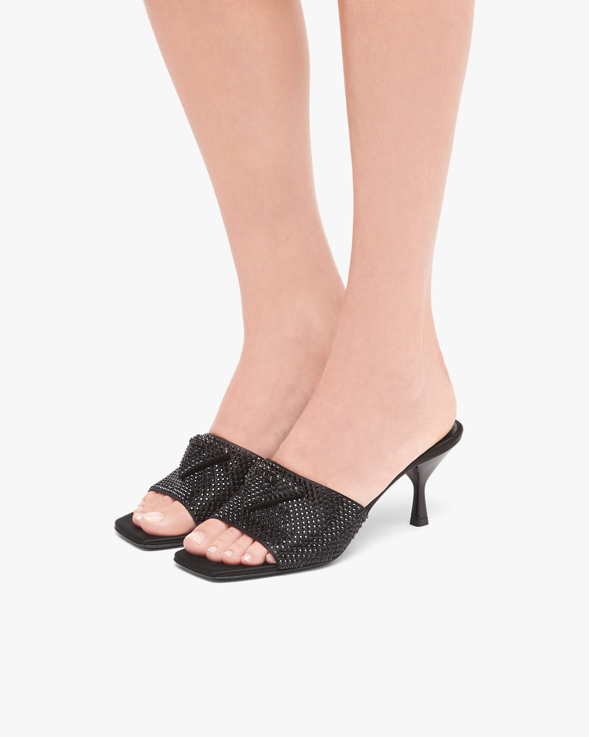 Black Satin sandals with crystals - Image 5