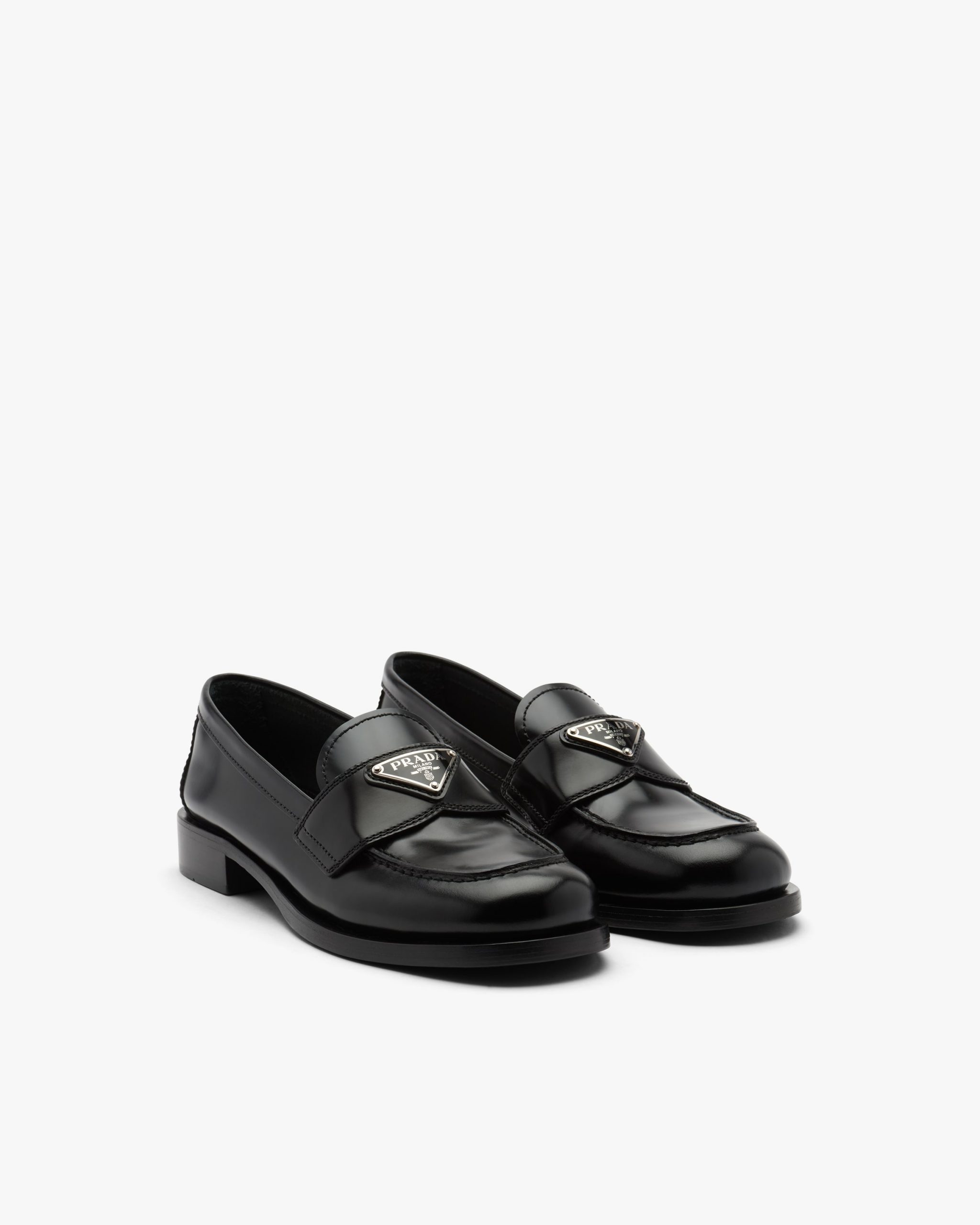 Black Unlined brushed leather loafers