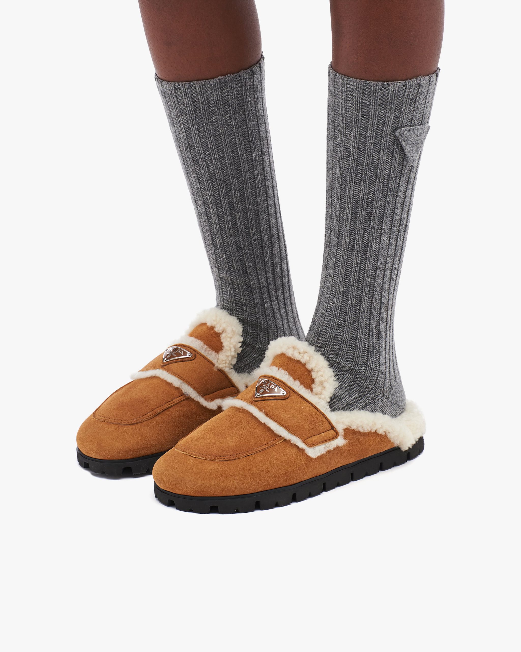 Cognac Shearling slippers - Image 5