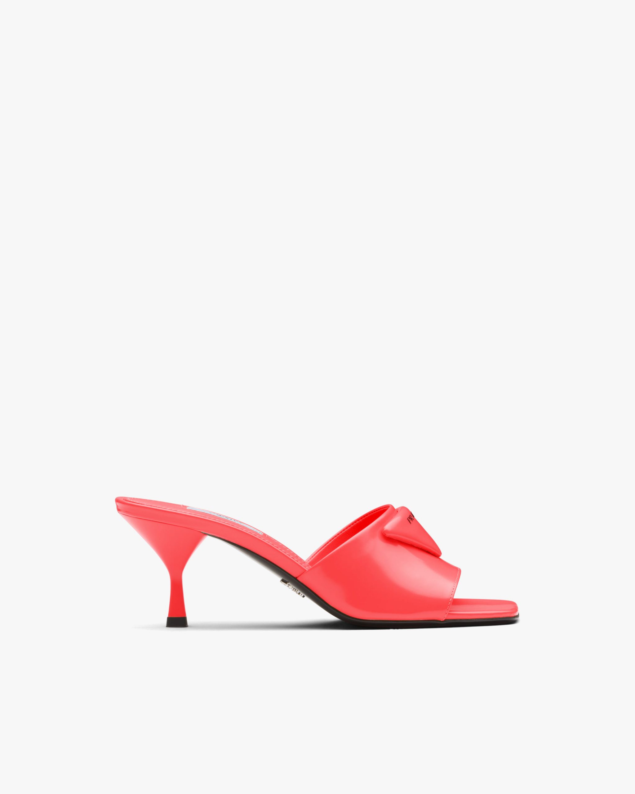 Coral Brushed leather mid-heeled slides - Image 2