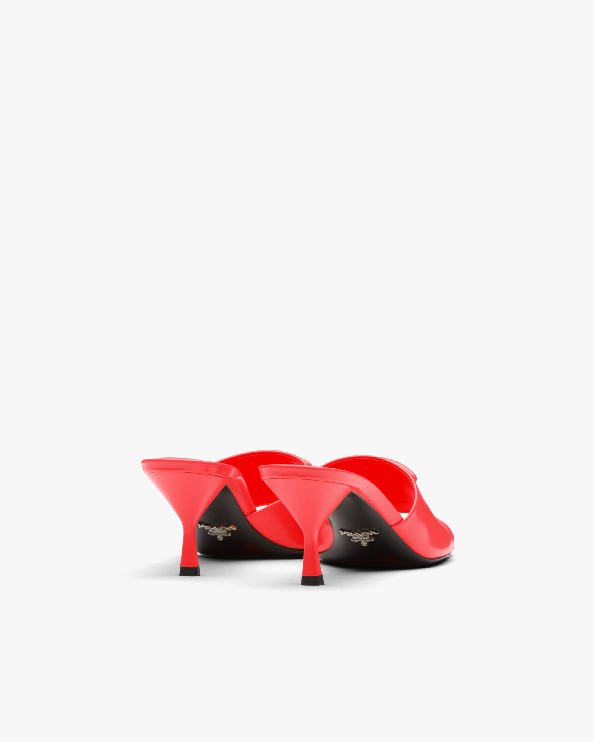 Coral Brushed leather mid-heeled slides - Image 3