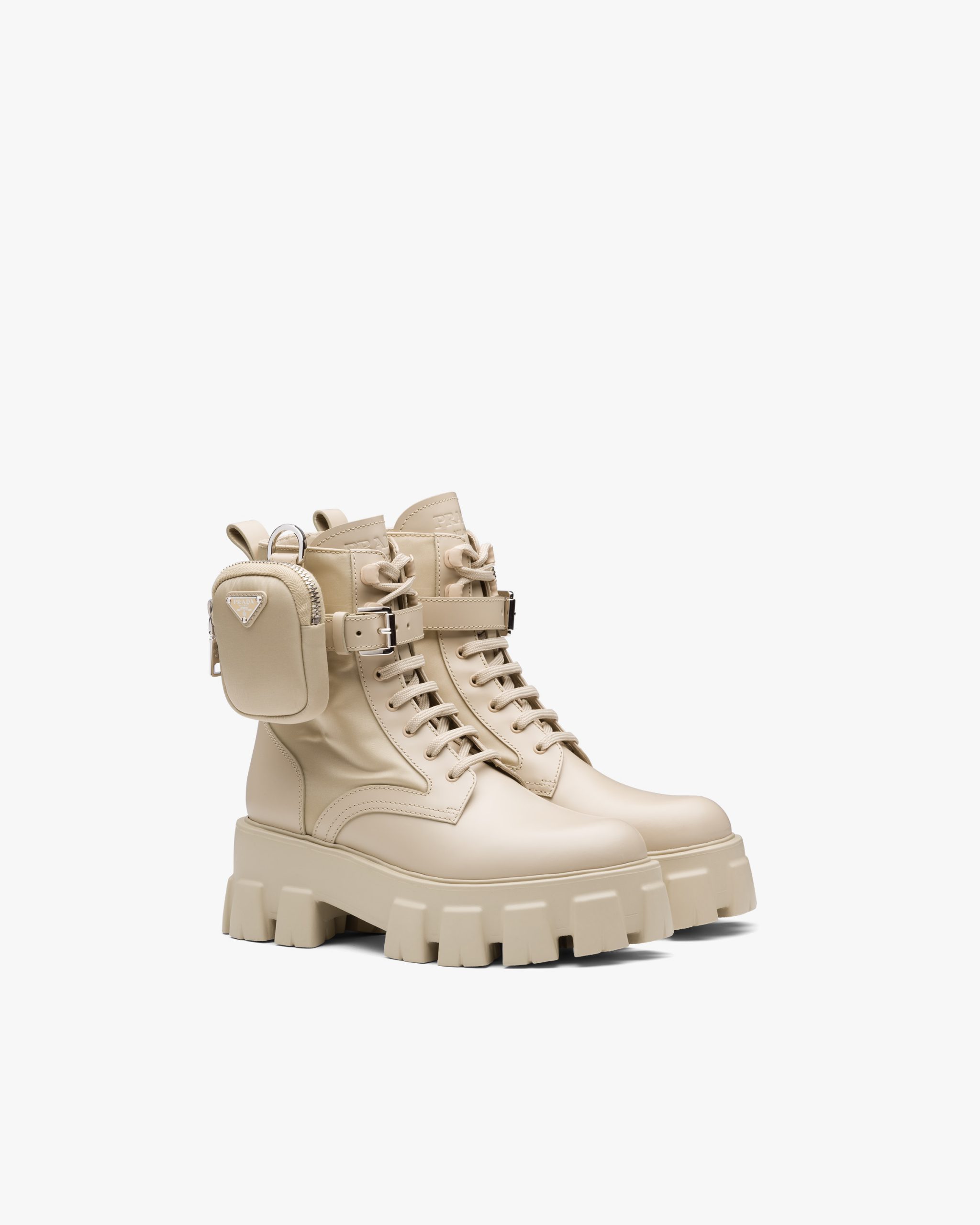 Desert Beige Monolith leather and nylon fabric combat boots