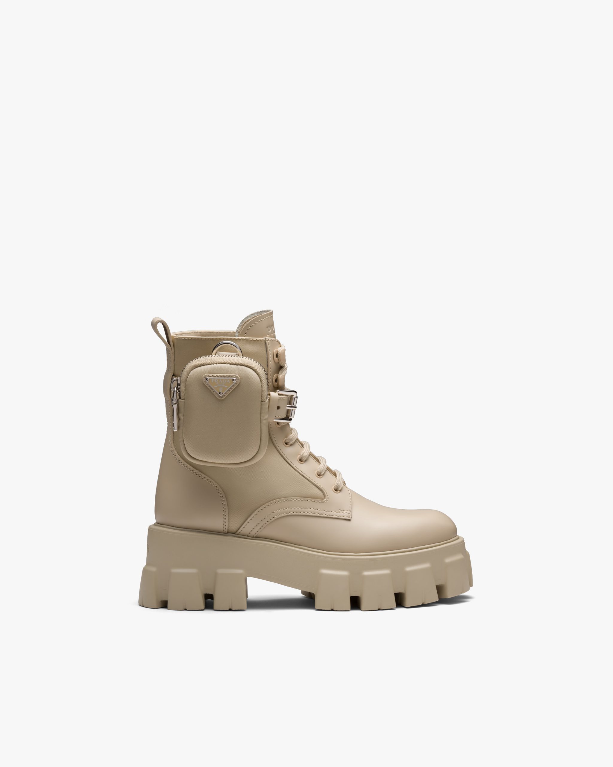 Desert Beige Monolith leather and nylon fabric combat boots - Image 2