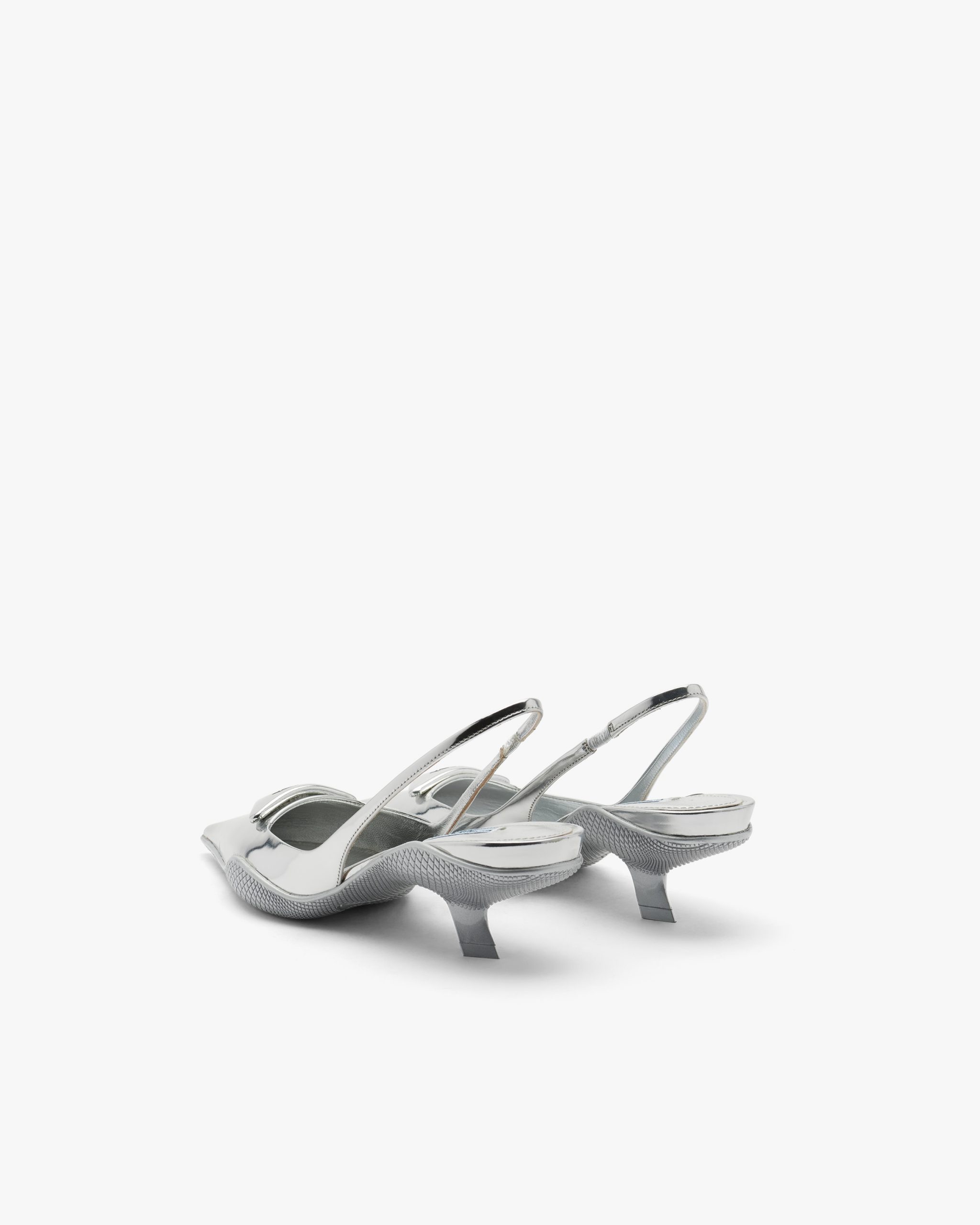 Silver Brushed leather slingback pumps - Image 3
