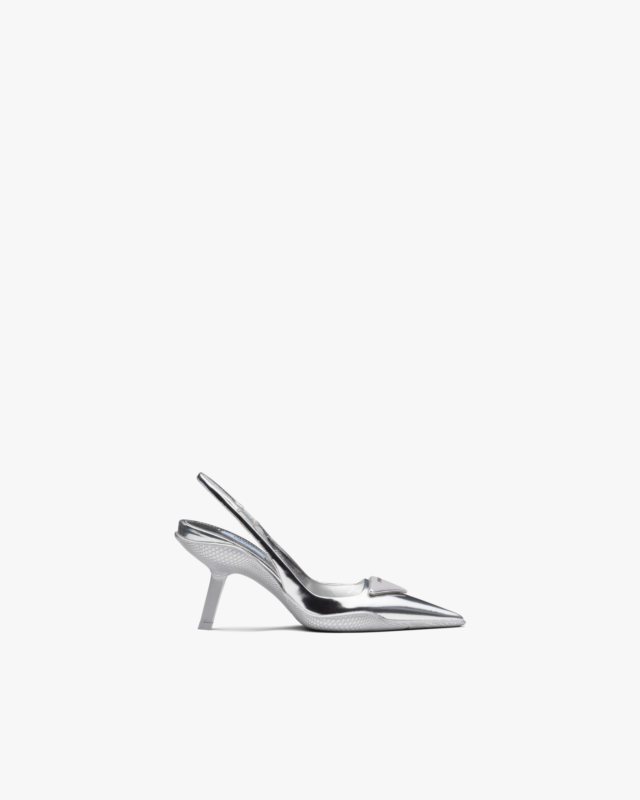 Silver Brushed leather slingback pumps - Image 2