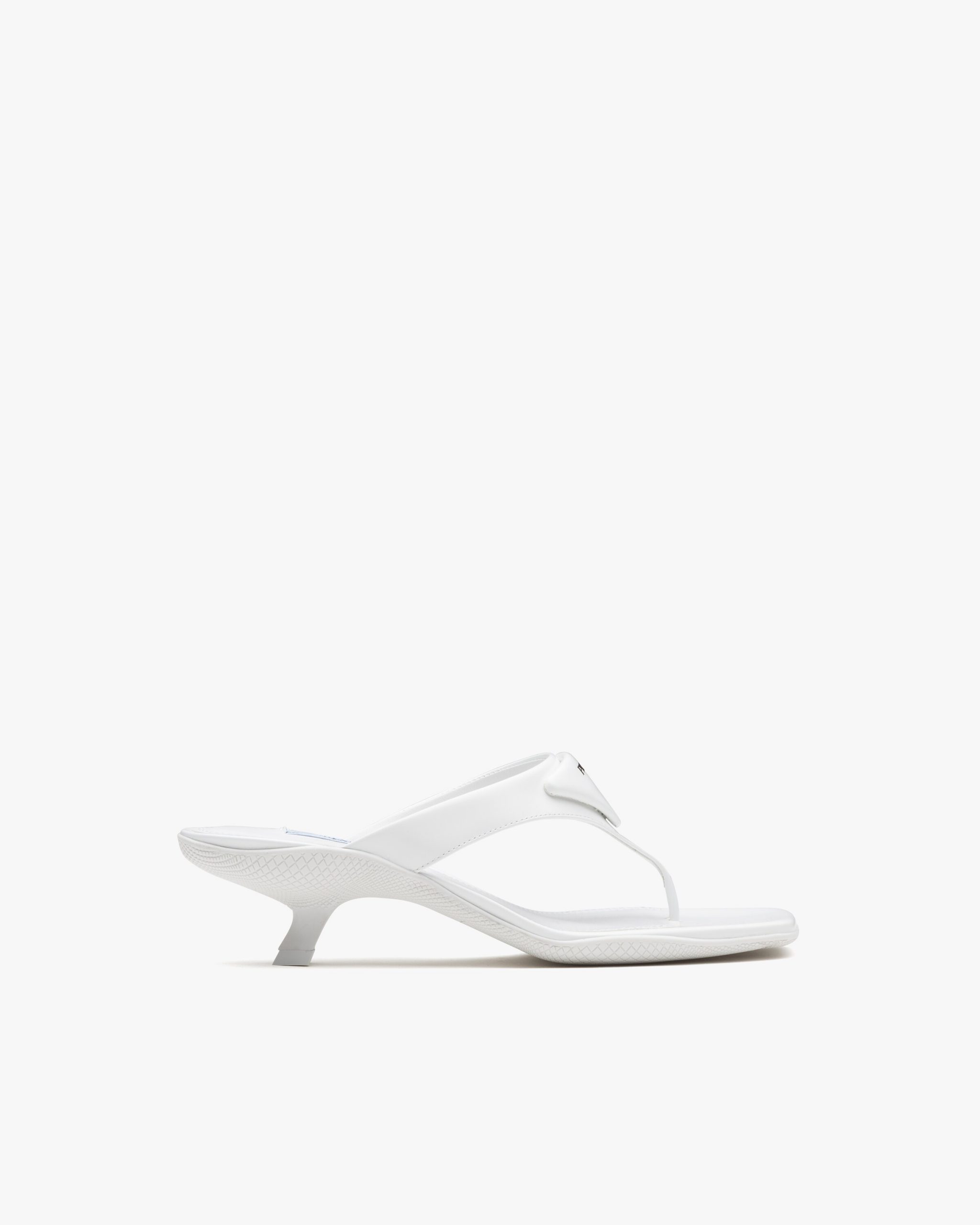 White Brushed leather high-heeled thong sandals - Image 2