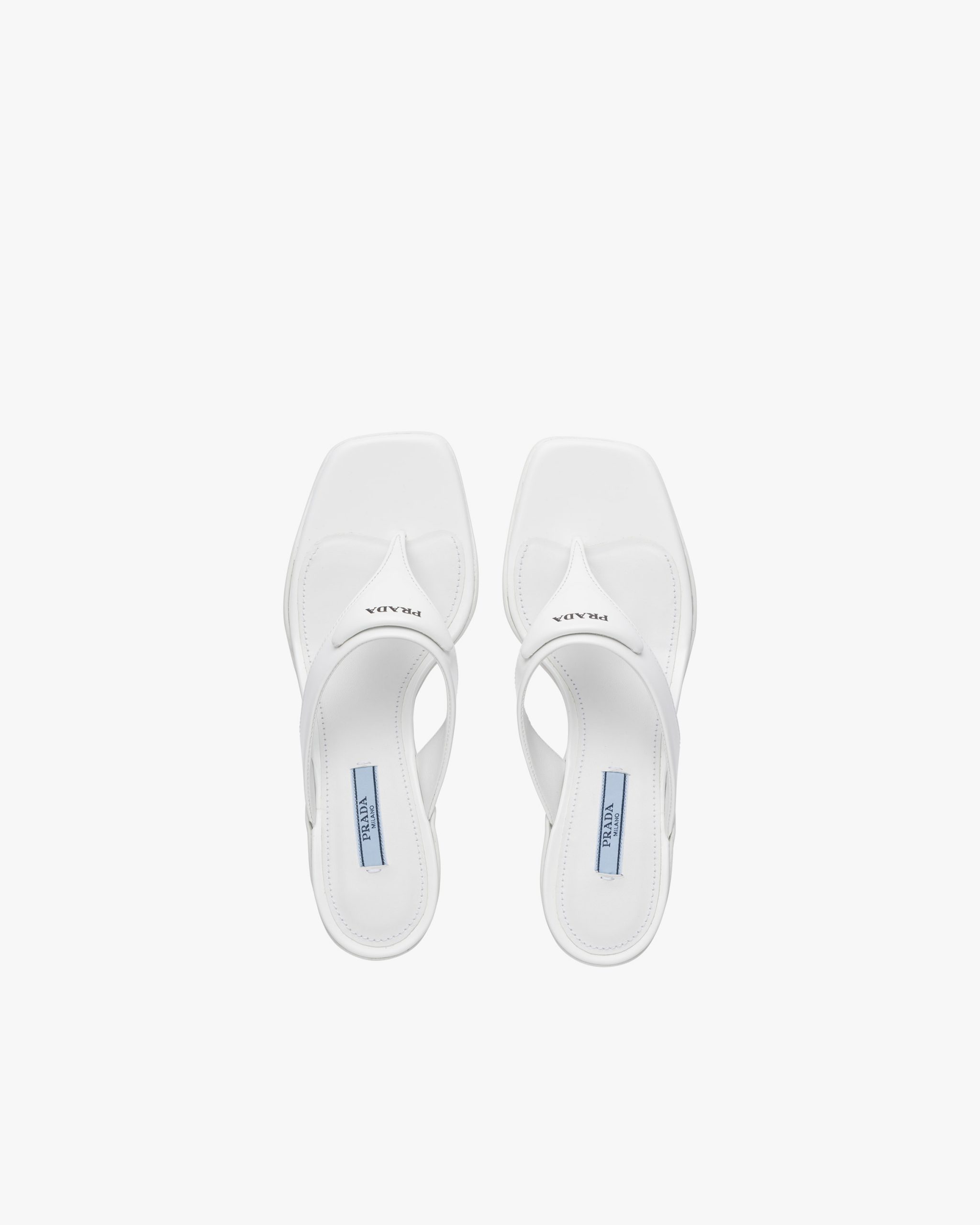 White Brushed leather high-heeled thong sandals - Image 4