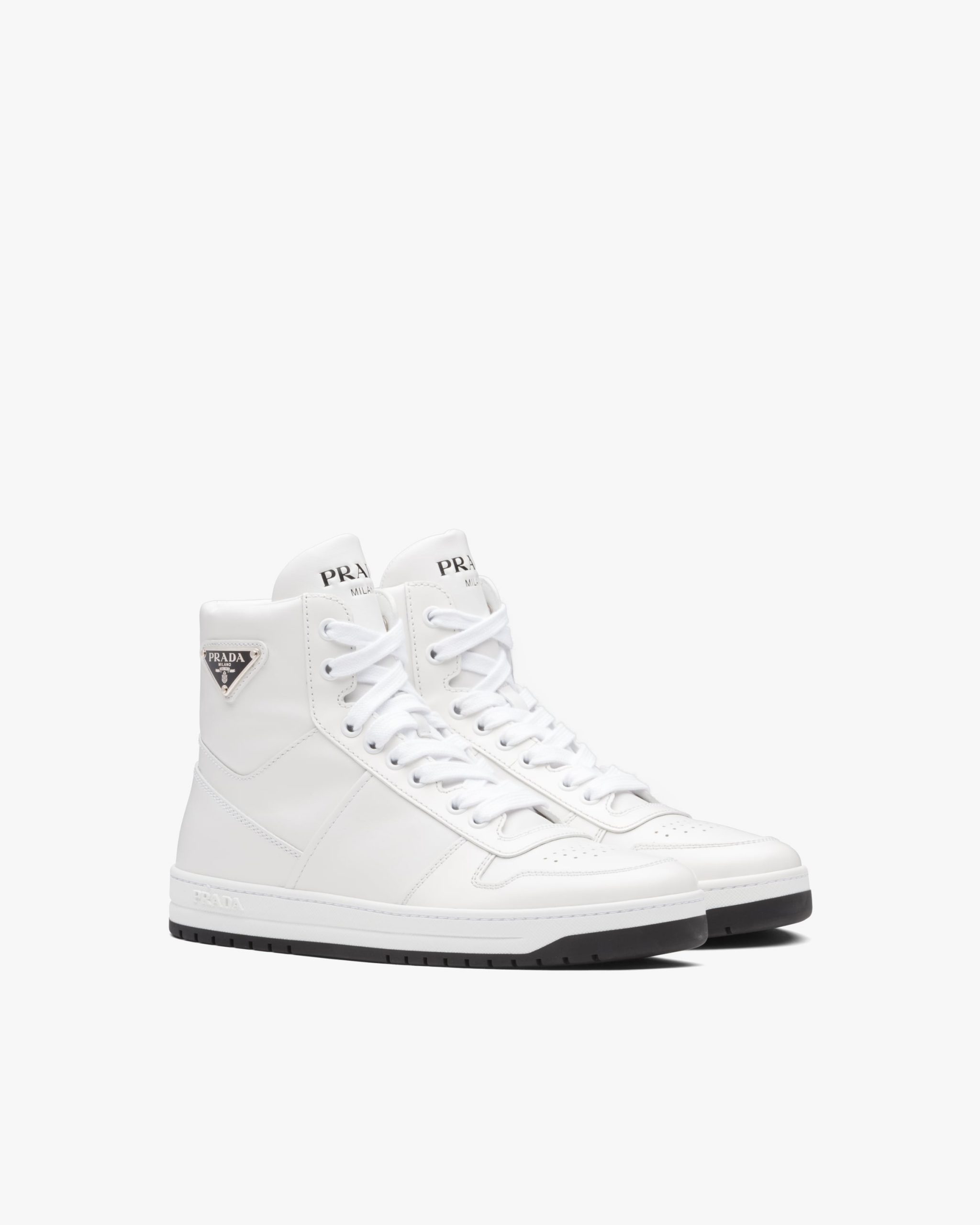 White/black Downtown perforated leather high-top sneakers